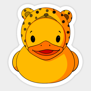 Leopard Hat Rubber Duck Sticker